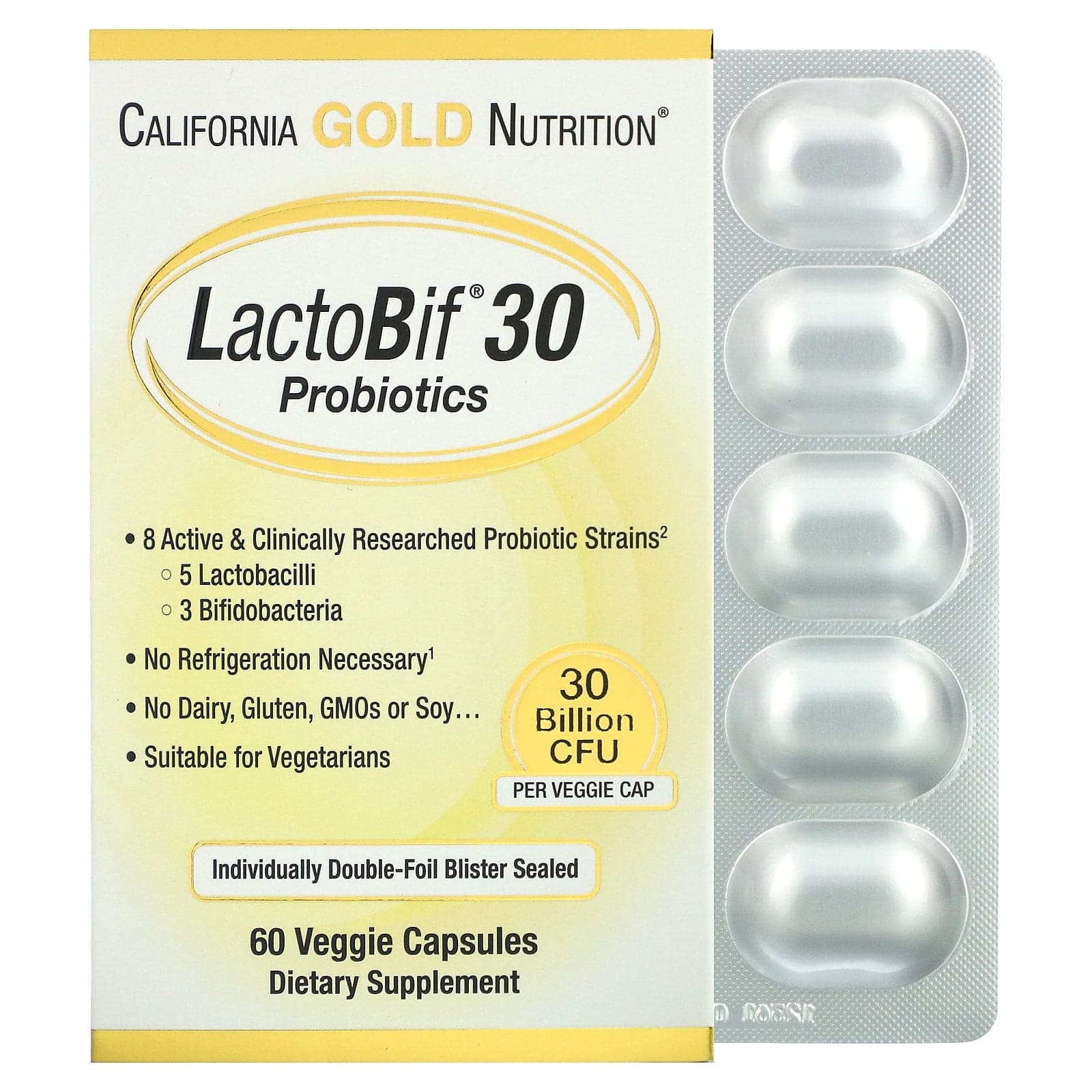 California Gold Nutrition LactoBif Probiotics 30 Billion CFU