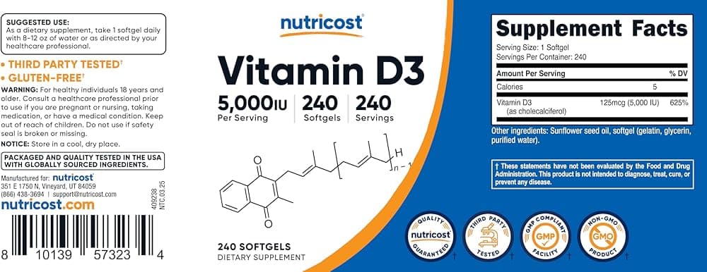 Nutricost Nutricost Vitamin D3 5000 IU