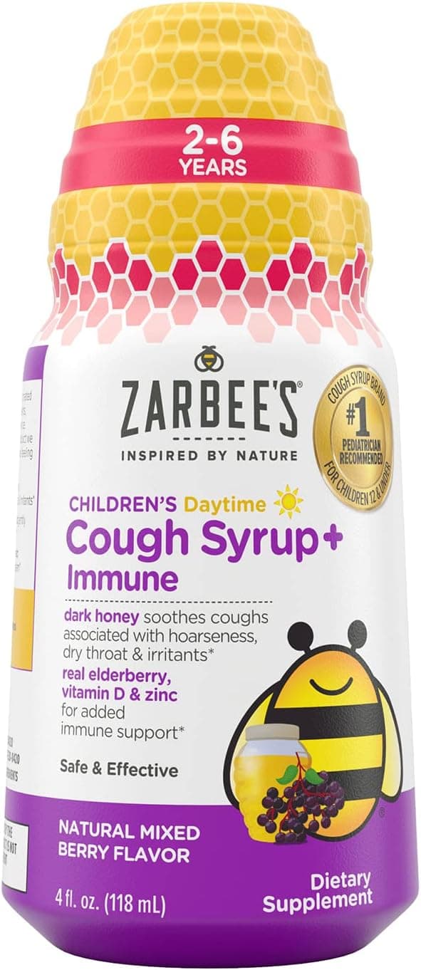 Zarbee's Kids Cough + Immune with Honey, front of pack